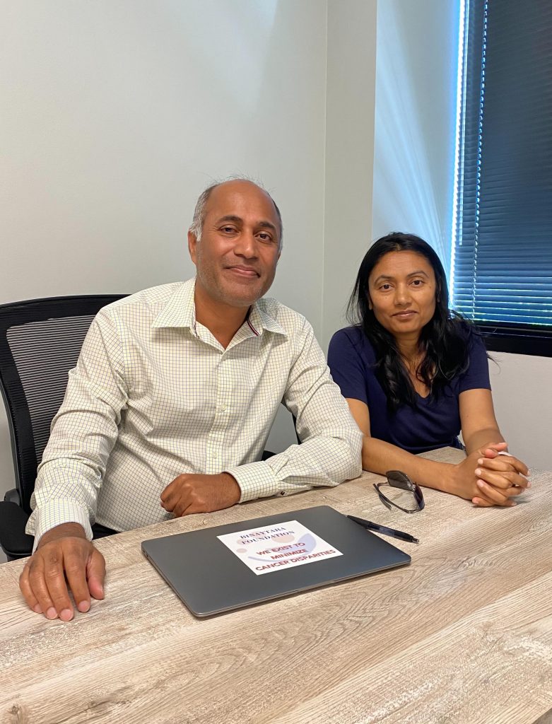 Binaytara Foundation co-founders Dr. Binay Shah and Tara Shah in new office.